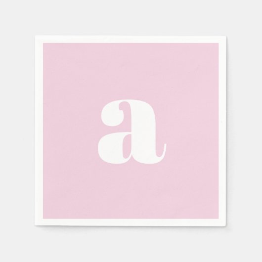 Serviette En Papier Serviettes à monogramme rose moderne (Devant)