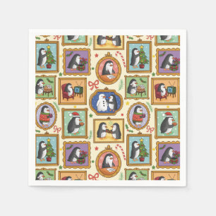 Serviette En Papier Serviettes à motif de Noël au pingouin dessiné à l