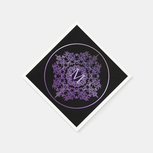 Serviette En Papier Serviettes à motif filigree violet monogramme (Coin)