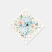 Serviette En Papier Serviettes à pois fleuris rose rustique bleu (Coin)