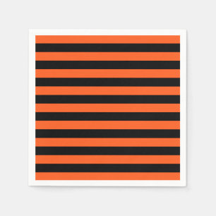 Serviette En Papier Serviettes à rayures noires et orange