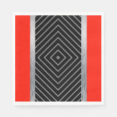 Serviette En Papier Serviettes à rayures rouges, noires, argentées et  (Devant)