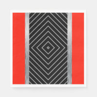 Serviettes à rayures rouges, noires, argentées et