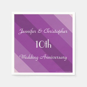 Serviette En Papier Serviettes à rayures violettes, 10e anniversaire d