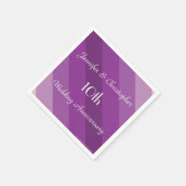 Serviette En Papier Serviettes à rayures violettes, 10e anniversaire d (Coin)