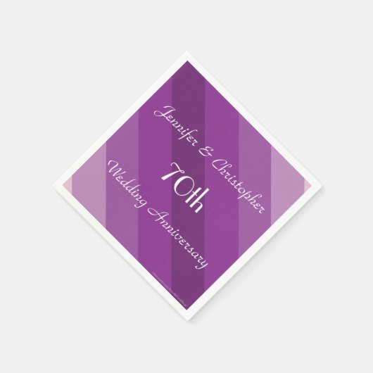 Serviette En Papier Serviettes à rayures violettes, 70e anniversaire d (Coin)