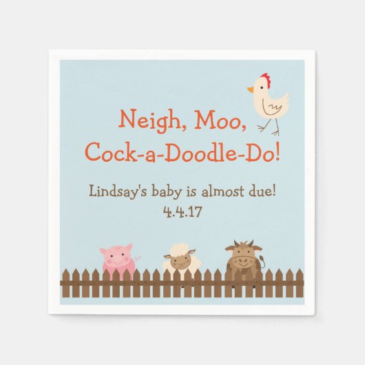 Serviette En Papier Serviettes à thème pour animaux de ferme - Baby sh (Devant)