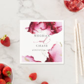 Serviette En Papier Serviettes Abstraites Ethereal Ruby Rouge et rose (En situation)