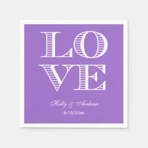 Serviette En Papier Serviettes Améthyste Pourpre, Blanc LOVE