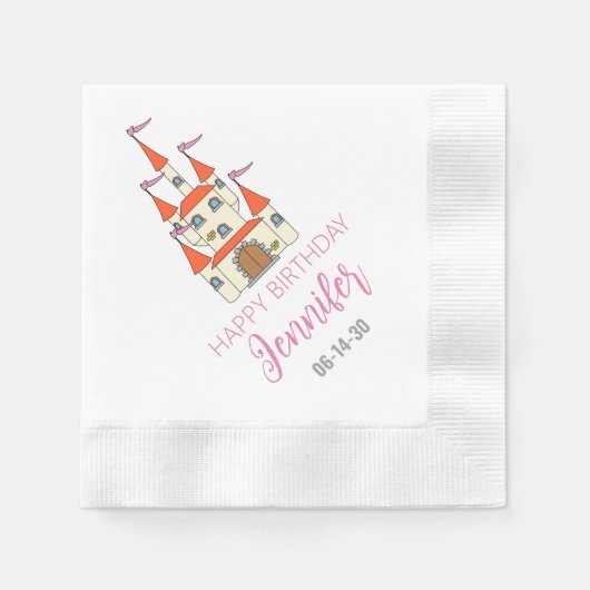 Serviette En Papier Serviettes anniversaire thème Château Princesse (Devant)