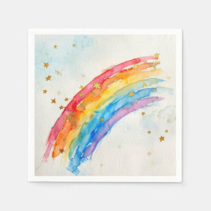 Serviette En Papier Serviettes arc-en-ciel colorées.
