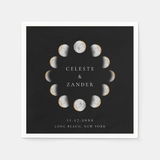 Serviette En Papier Serviettes aux Phases de Lune dorée (Devant)