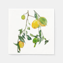 Serviettes avec aquarelle de citrons