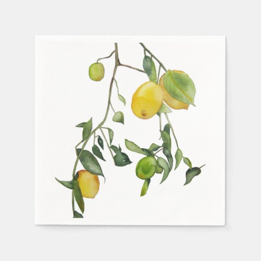 Serviette En Papier Serviettes avec aquarelle de citrons (Devant)