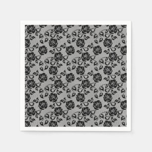 Serviette En Papier Serviettes avec fausse dentelle noire