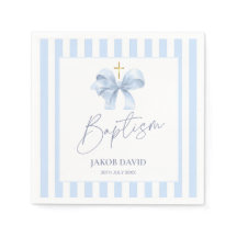 Serviettes Baptême Bleu Bleu avec Bow