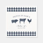 Serviette En Papier Serviettes BBQ Bleues Plaid Rustiques "Baby-Q" (Devant)