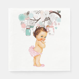 Serviette En Papier Serviettes bébé vintages avec fleurs et jarres en 