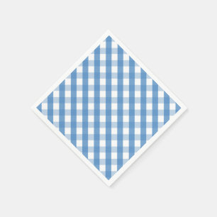 Serviette En Papier Serviettes blanches bleues de guingan