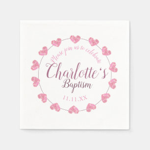 Serviette En Papier Serviettes blanches de baptême de fille avec les