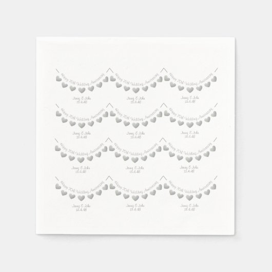 Serviette En Papier Serviettes blanches du 70e anniversaire du Mariage (Devant)