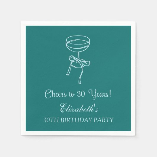Serviette En Papier Serviettes Bleu & Vert Cheers pour les 30 ans d'an (Devant)