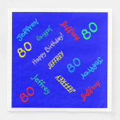 Serviette En Papier Serviettes bleues, 80e anniversaire fête de répéti (Devant)