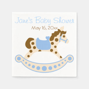 Serviette En Papier Serviettes bleues de baby shower de cheval de
