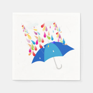 Serviette En Papier Serviettes bleues de douche de parapluie