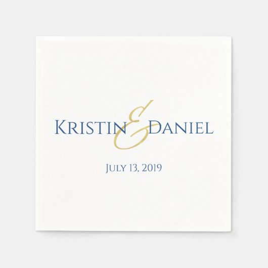 Serviette En Papier Serviettes bleues et dorées (Devant)