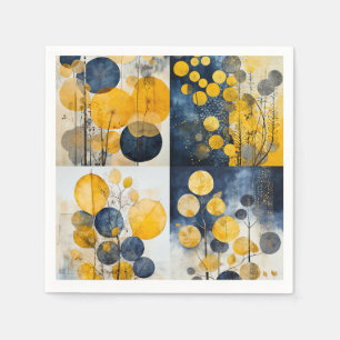 Serviette En Papier Serviettes Bleues et Jaunes Botaniques