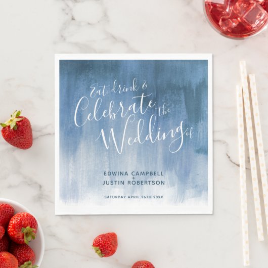 Serviette En Papier Serviettes bleues grises de mariage d'art abstrait (En situation)