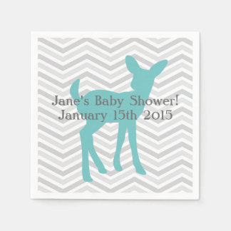 Serviette En Papier Serviettes Blue Baby Deer et Grey Chevron