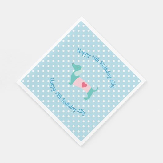 Serviette En Papier Serviettes Blue Dachshund Party (Coin)