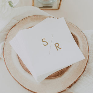 Serviette En Papier Serviettes Boho Chic Gold et White Monogrammed