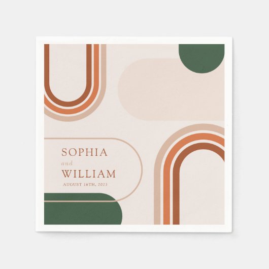 Serviette En Papier Serviettes Boho Coctail aux formes abstraites en a (Devant)