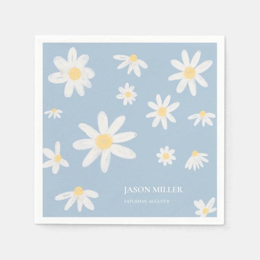 Serviette En Papier Serviettes Boho Dusty Blue Daisy (Devant)
