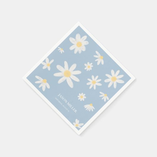 Serviette En Papier Serviettes Boho Dusty Blue Daisy (Coin)