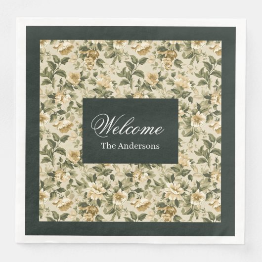 Serviette En Papier Serviettes Botaniques Modernes Sage Green Luxe Loo (Devant)