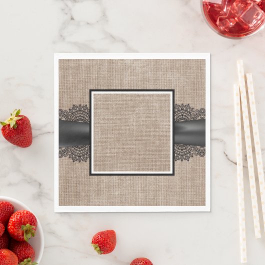 Serviette En Papier Serviettes Burlap, Lin et dentelle (En situation)