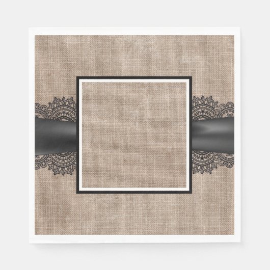 Serviette En Papier Serviettes Burlap, Lin et dentelle (Devant)