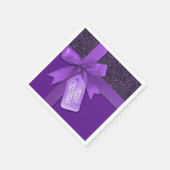Serviette En Papier Serviettes cadeau de Noël au ruban violet (Coin)