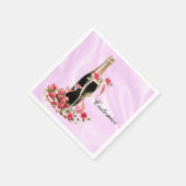 Serviette En Papier Serviettes Champagne et Rose en satin rose (Coin)