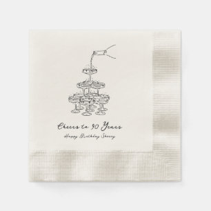 Serviette En Papier Serviettes Champagne personnalisées 90e anniversai