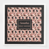 Serviette En Papier Serviettes chatoyantes Rose or & noir (Devant)