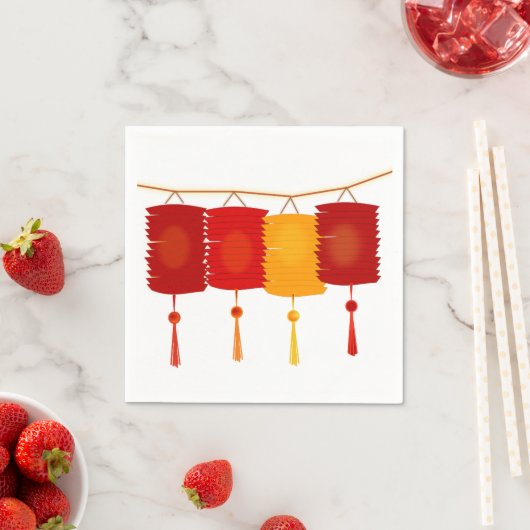 Serviette En Papier Serviettes chinoises en papier lanternes (En situation)