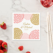 Serviette En Papier Serviettes | Chrysanthème (Rose et Or) (En situation)