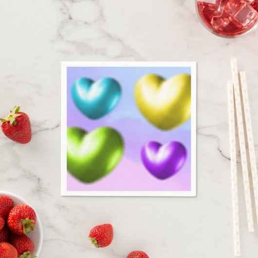 Serviette En Papier Serviettes Coeurs Vibrants (En situation)