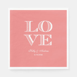 Serviette En Papier Serviettes Corail Clair, Amour Blanc