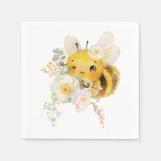 Serviette En Papier Serviettes d'abeille à fleurs (Devant)